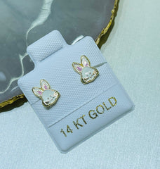 Dainty 14K Gold Bunny Screw Back Earrings