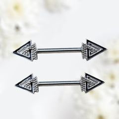 Pair of 14G Silver Multi Triangle Nipple Barbell