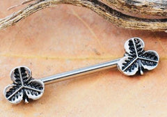 Pair of 14G Silver Vintage Leaf Nipple Barbell