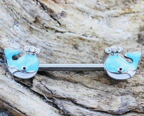 Pair of 14G Blue Whales Nipple Barbell