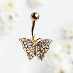 14G Gold Butterfly Belly Button Ring