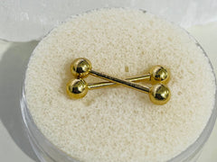 Pair of 10K Solid Gold Plain Ball Nipple Barbells. Nipple Jewelry. Nipple Rings. Nipple Piercings.