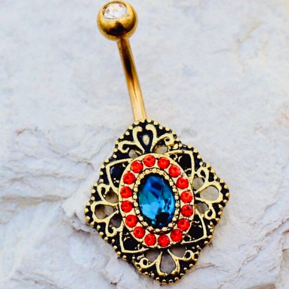 14G Gold Antique Belly Button Ring