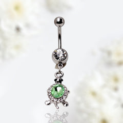 14G Silver Turtle Dangling Belly Button Ring