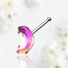 20G Silver Iridescent Moon Nose Stud