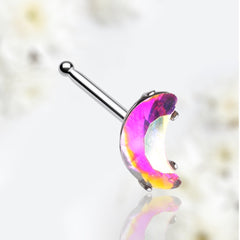 20G Silver Iridescent Moon Nose Stud