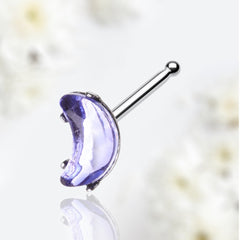 20G Silver Tanzanite Moon Nose Stud