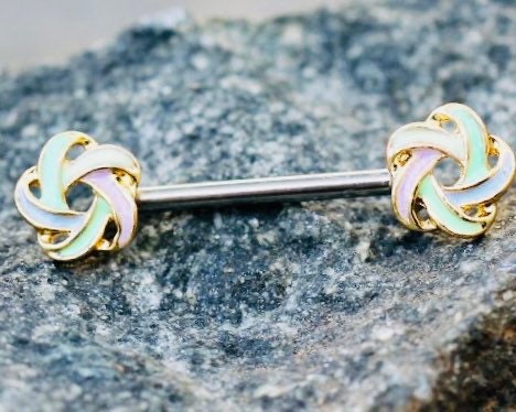 Pair of 14G Multicolor Enamel Flower Nipple Barbell