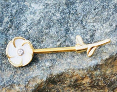 Pair of 14G Gold Dainty White Enamel FlowerEnds Nipple Barbell