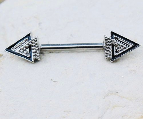 Pair of 14G Silver Multi Triangle Nipple Barbell