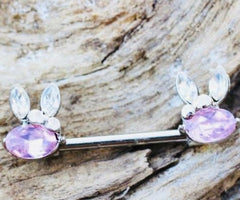 Pair of 14G Pink Gem Bunny Nipple Barbell