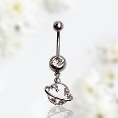 14G Silver Universe Dangling Belly Button Ring