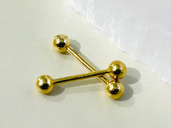 Pair of 10K Solid Gold Plain Ball Nipple Barbells. Nipple Jewelry. Nipple Rings. Nipple Piercings.