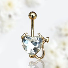 14G Gold Devils Heart Belly Button Ring