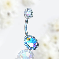 14G Silver Dainty Round Beaded Belly Button Ring