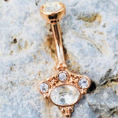 14G Rose Gold Victorian Belly Button Ring