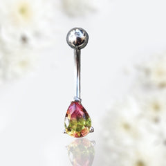 14G Silver Dainty Teardrop Belly Button Ring