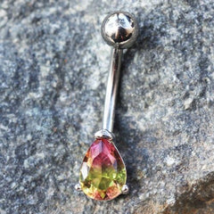 14G Silver Dainty Teardrop Belly Button Ring