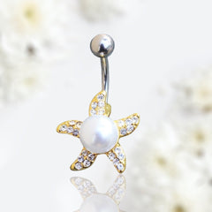 14G Silver Dainty Starfish Belly Button Ring