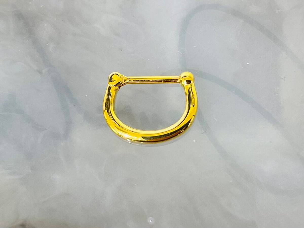 16G Plain Gold Septum Clicker Ring. Septum Piercing. Septum Jewelry. Nose Ring.