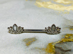 14G Sparkling Tiara Crown Nipple Barbells. Nipple Piercings. Nipple Rings. Nipple Jewelry.