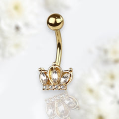 14G Gold Crown Belly Button Ring