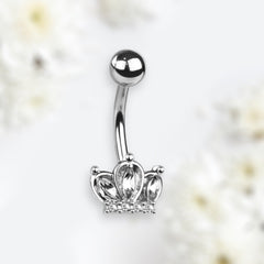 14G Silver Crown Belly Button Ring