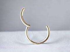 14Karat Yellow Gold Plain 8MM 10MM Hinged Septum, Cartilage, Helix, Tragus Clicker Ring