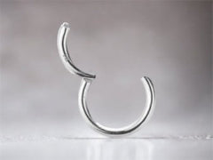 14Karat White Gold Plain 8MM 10MM Hinged Septum, Cartilage, Helix, Tragus Clicker Ring