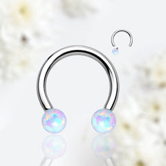 16G Internally Threaded White Opal Ends 8MM 10MM Horseshoe Septum Ring.