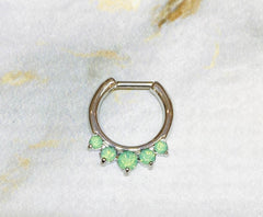 16G Green Opal Septum Clicker Ring. Septum Piercing. Septum Jewelry. Septum Piercing.