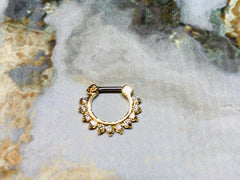 16G Gold Single Line Pronged Septum Clicker. Septum Ring. Septum Piercing. Septum Jewelry.