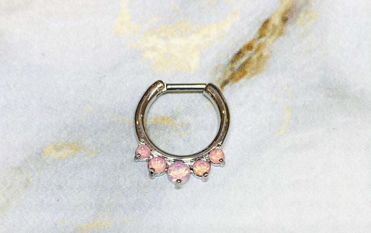 16G Pink Opal Septum Clicker Ring. Septum Piercing. Septum Jewelry. Septum Piercing.