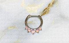 16G Pink Opal Septum Clicker Ring. Septum Piercing. Septum Jewelry. Septum Piercing.