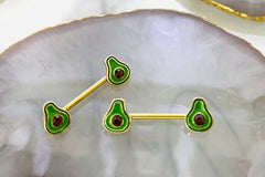 Pair of 14G Gold Avocado Ends Nipple Barbell