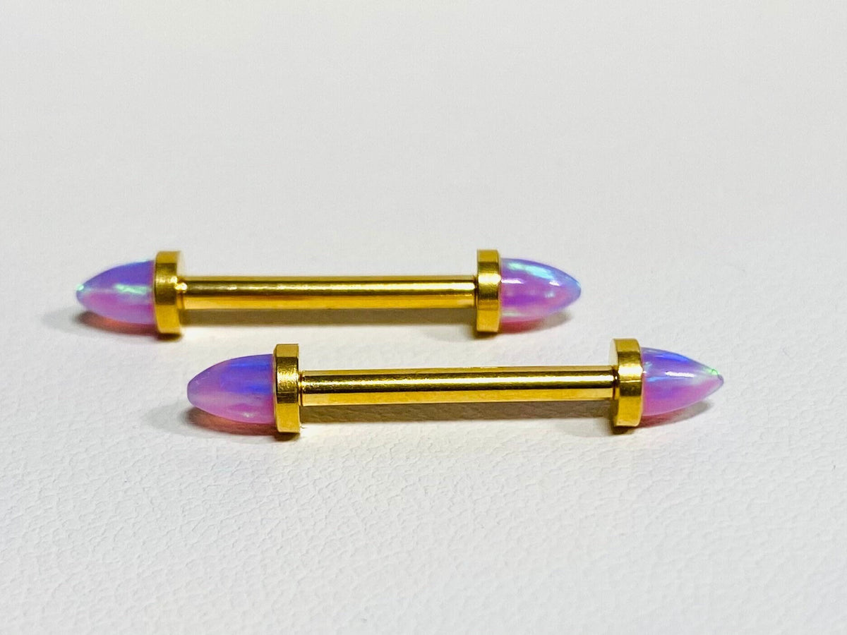 Internally Threaded Pink Opal Nipple Barbell Jewelry for Woman. Nipple Piercings. Nipple Rings. Nipple Jewelry