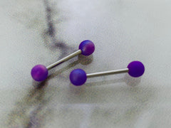 Pair of 14G Matte Finish Neon Purple Ball End Nipple Barbell. Nipple Piercing. Nipple Rings. Nipple Jewelry