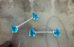 Pair of 14G Silver Teardrop Nipple Barbells. Nipple Rings. Nipple Piercing. Nipple Jewelry. Body Jewelry