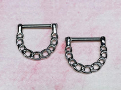 14G Nipple Ring Silver Linked Chain Style Nipple Clickers. Nipple Rings. Nipple Piercing. Nipple Barbells. Nipple Jewelry. Body Jewelry.