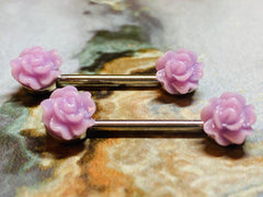 A Set of Acrylic Rose Nipple Barbell, Nipple Jewelry, Nipple Piercing