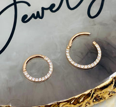 16G Rose Gold Front Facing Multi Clear Stones 10MM / 8MM Septum Clicker Ring. Septum ring. Septum Piercing. Nose Piercing