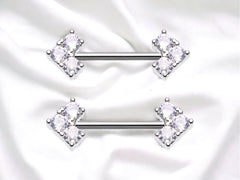 14G Silver Sparkling Gem Nipple Barbells. Nipple Rings. Nipple Piercing. Nipple Jewelry. Body Jewelry.