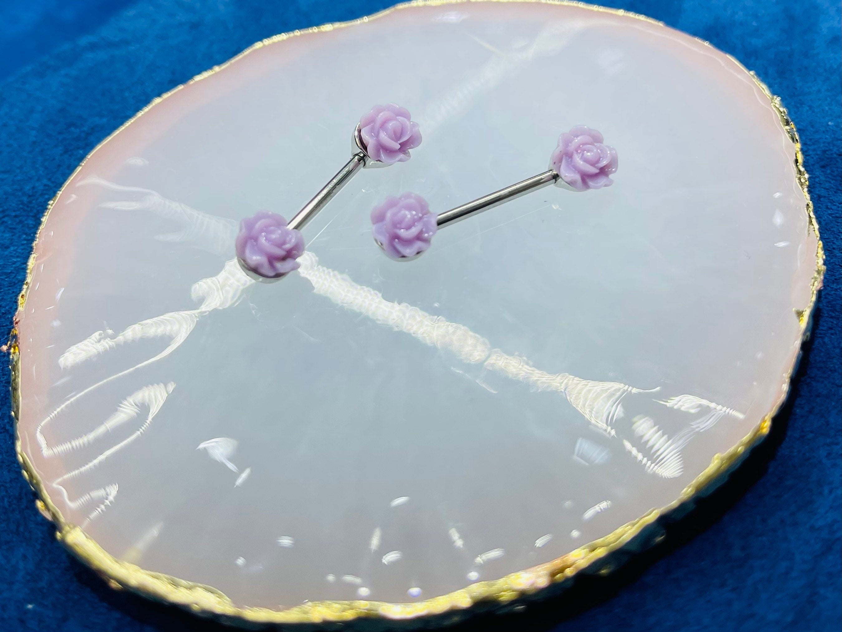 A Set of Acrylic Rose Nipple Barbell, Nipple Jewelry, Nipple Piercing