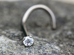 20G Titanium 2mm Top Screw Nose Ring. Nose Stud. Nose Piercing