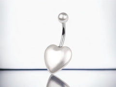 Dainty White Pearl Heart Belly Button Ring • Simple Belly Ring • Dainty Belly Ring • Pearl Belly Ring • Belly Button Ring