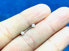 16G Silver White Pearl Curved Barbell • Eyebrow Piercing • VCH Piercing • Daith Ring • Cartilage Ring & more