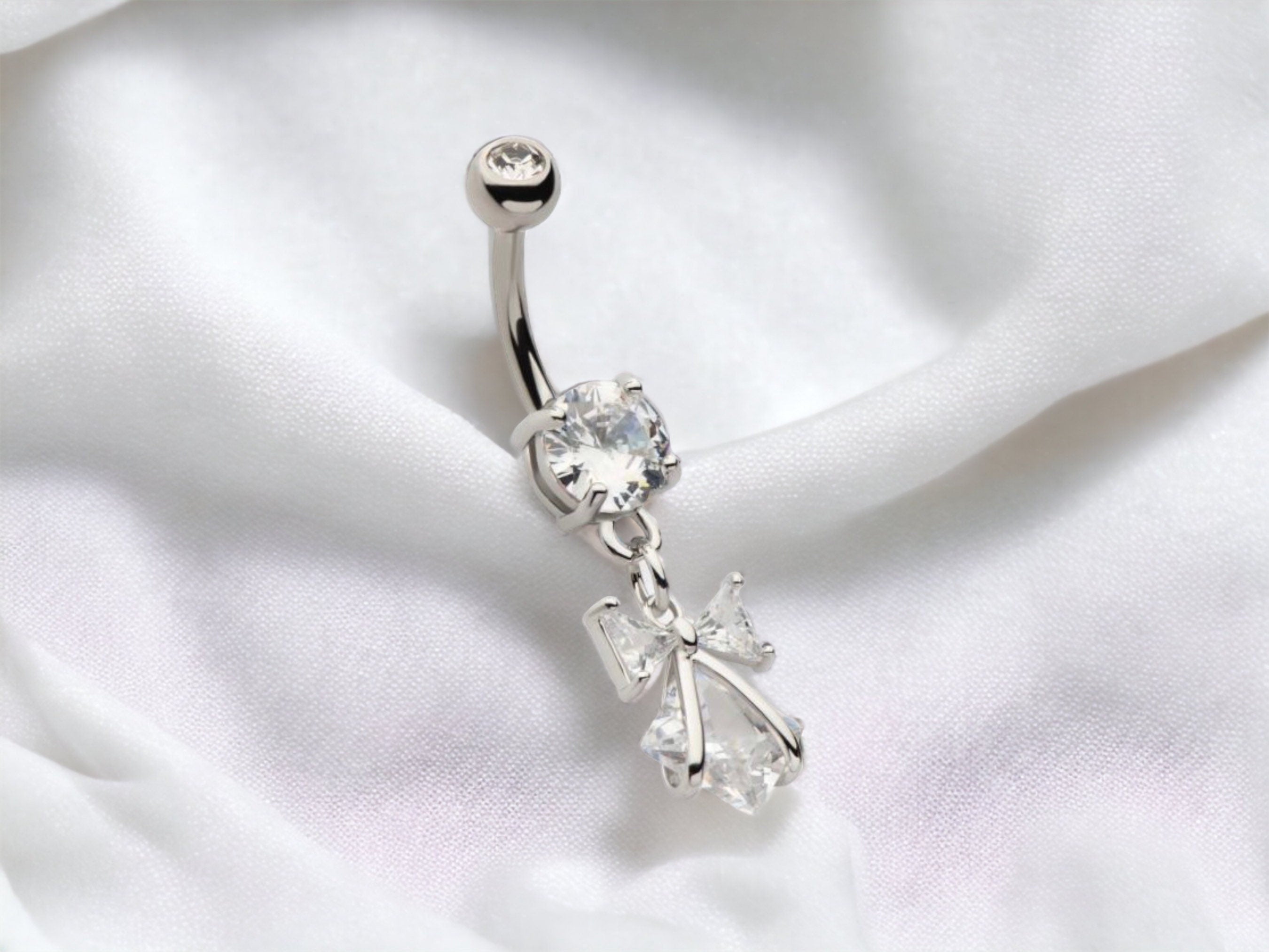 Dangling Bow Dangling Belly Button Ring • Body Jewelry • Navel Piercing • Belly Ring