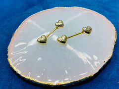 Set of Plain Gold Heart Nipple Jewelry Barbells, Nipple Piercings, Plain Nipple Jewelry