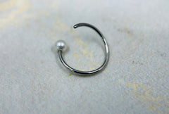 20G Dainty Minimal White Pearl Bendable Nose Hoop Ring • Cartilage Ring • Tragus Piercing • Nose Piercing