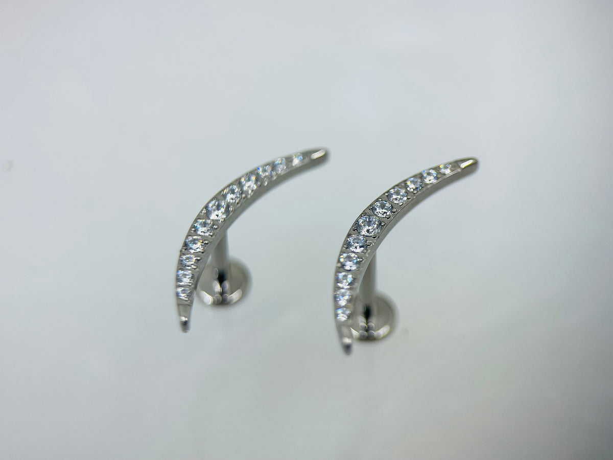 16g Internally Threaded Titanium 6mm 8mm Flat Back Curved Cartilage Earrings Piercing for Cartilage